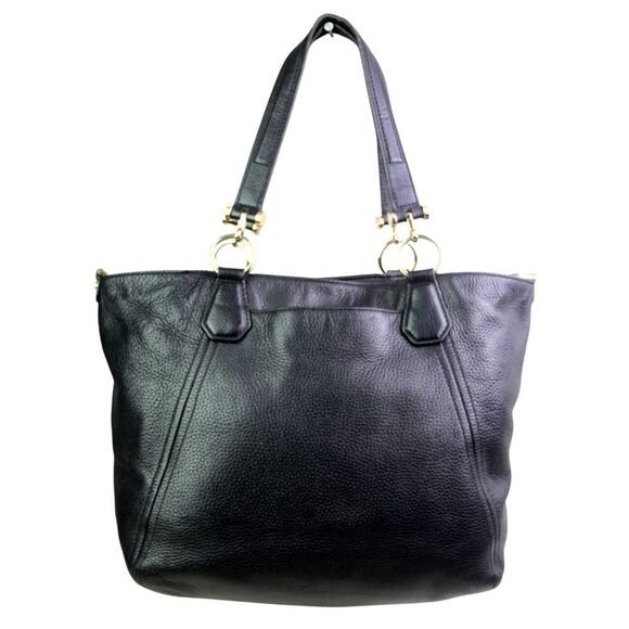 LARGE Michael Kors BLACK GENUINE LEATHER TASSEL SHOULDER BAG TOTE HANDBAG PURSE - Picture 5 of 15